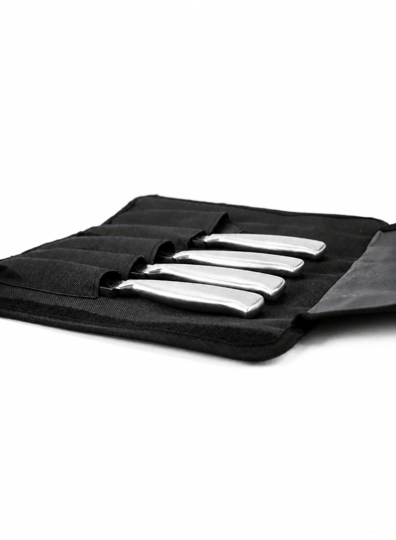 Waterproof Knife Roll Bag, Black Canvas Chef Knife Carry Case with Double Zipper, Scratch Resistant Knife Organizer for Knives Up to 6 Inches, Suitable for Kitchen, Camping and Outdoor Use - Image 3
