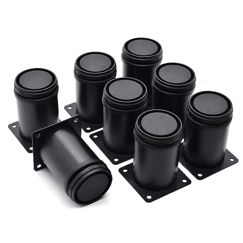 Masendelk 3 Inch Metal Furniture Legs Stainless Steel Adjustable Legs Black Metal Legs Round Cabinet Legs For Coffee Table Cabinet Desk Sofa Shelves  Pack Of 8 - Image 1