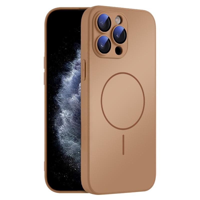 HuHa Protective Cover For iPhone 11 Pro Max Thin Circle MagSafe Skin-feel AG Glass Phone Case(Desert Gold) - Image 1