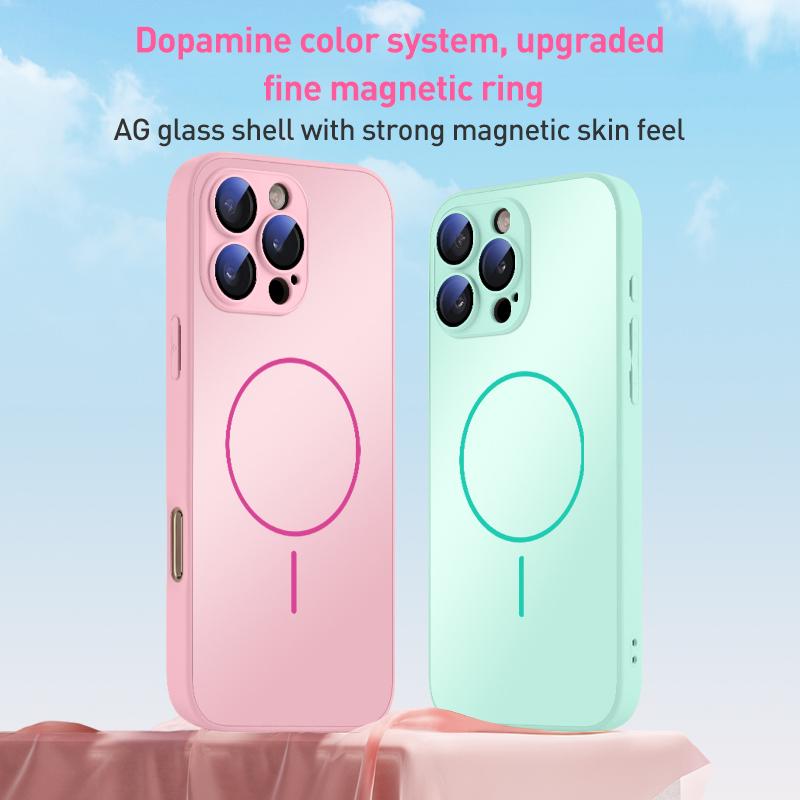 HuHa Protective Cover For iPhone 11 Pro Max Thin Circle MagSafe Skin-feel AG Glass Phone Case(Desert Gold) - Image 2