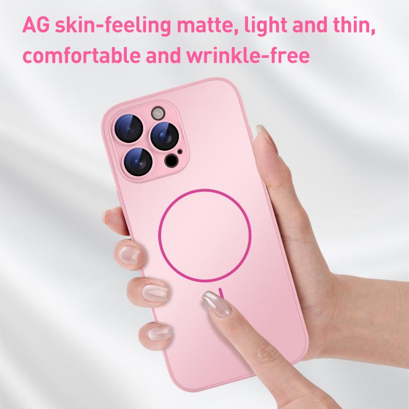 HuHa Protective Cover For iPhone 11 Pro Max Thin Circle MagSafe Skin-feel AG Glass Phone Case(Desert Gold) - Image 5