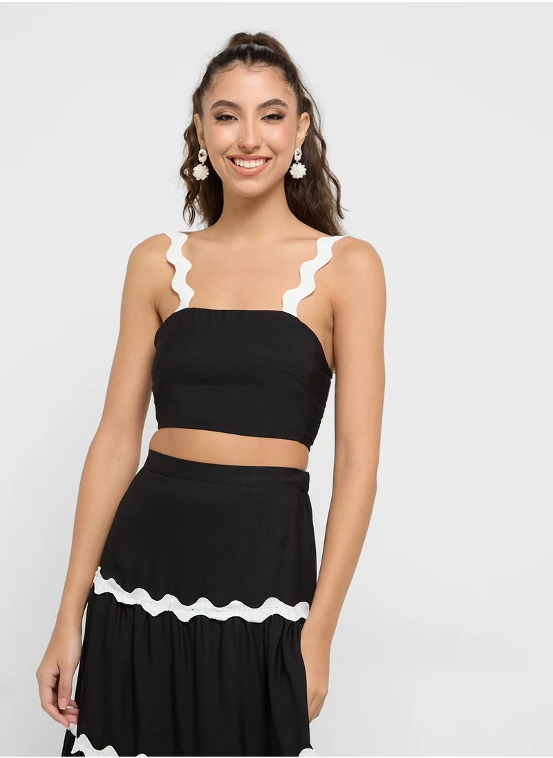 Ginger Contast Trim Detail Crop Top & Maxi Tiered Set