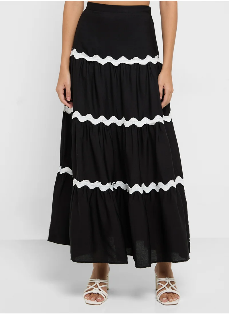 Ginger Contast Trim Detail Crop Top & Maxi Tiered Set