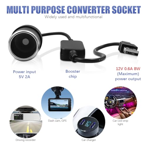 STHIRA® 12V Car USB Cigarette Lighter Socket Adapter Converter 5V USB A to 12V 8W Cigarette Lighter Socket Multipurpose USB Cigarette Lighter Converter Socket for Dash Cam, GPS, Car Led Light - Image 5