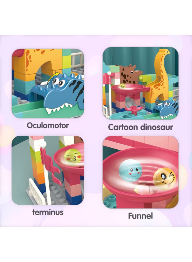 COGNIKIDS Dinosaur Park Track Slide Ball Building Blocks Set – 62Pcs Diy Stem Construction Toy For Kids Ages 3+ | Colorful Marble Run With Cartoon Dinosaurs | Imaginative Learning Gift - Image 5