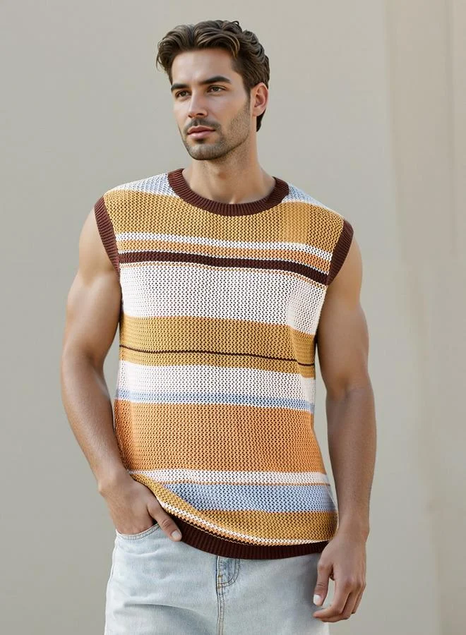 Iconic Iconic Striped Sleeveless Pullover