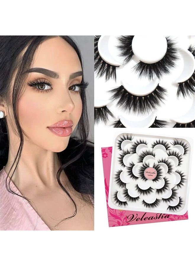 Veleasha Mink Lashes Faux Dramatic Volume Eyelashes Long Thick Crossed Fake Eyelashes Fluffy False Eyelashes Handmade Soft Lashes For Makeup Reusable 10 Pairs Pack | V42 - Image 2