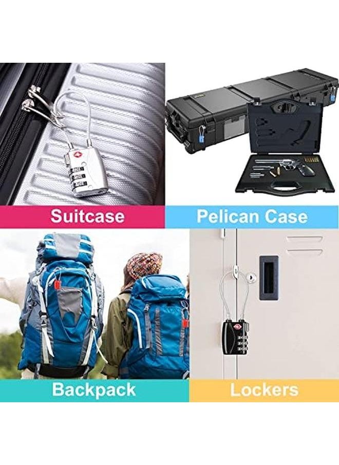 SYOSI Luggage Padlocks Tsa Approved Customs Lock Mini Luggage Padlock Flexible Cable Travel Locks Coded Suitcase Lock Small Gym Locker Padlock With 3 Digit Combination Blue 2 Pack  - Image 2