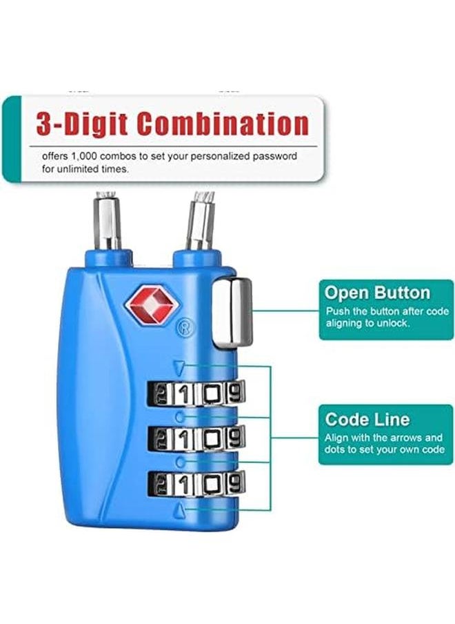 SYOSI Luggage Padlocks Tsa Approved Customs Lock Mini Luggage Padlock Flexible Cable Travel Locks Coded Suitcase Lock Small Gym Locker Padlock With 3 Digit Combination Blue 2 Pack  - Image 4