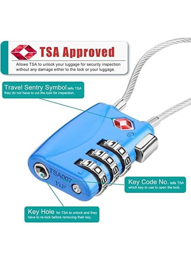 SYOSI Luggage Padlocks Tsa Approved Customs Lock Mini Luggage Padlock Flexible Cable Travel Locks Coded Suitcase Lock Small Gym Locker Padlock With 3 Digit Combination Blue 2 Pack  - Image 3