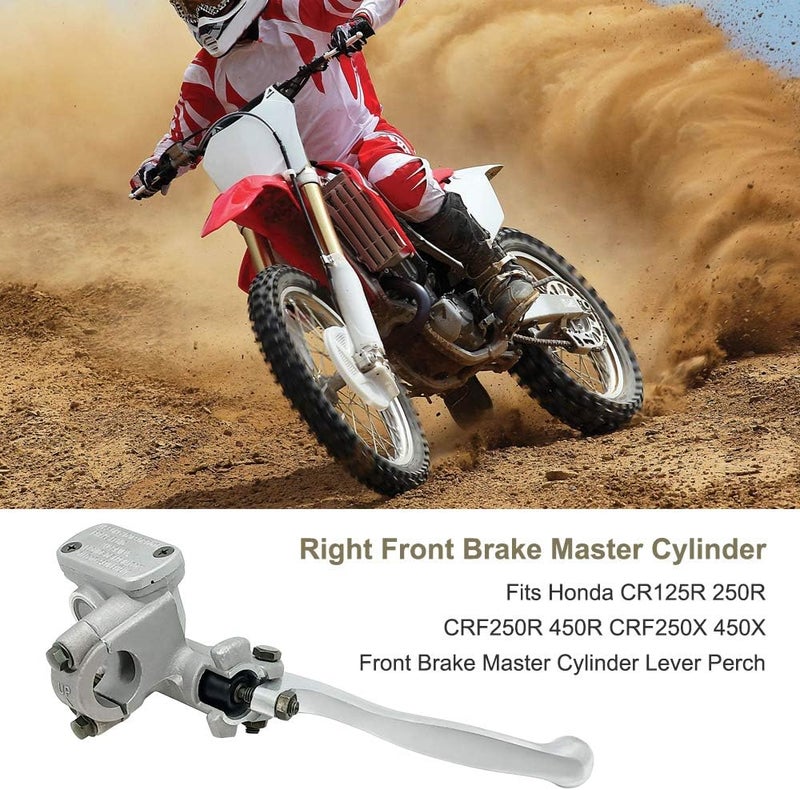 Triumilynn 7/8" Right Front Brake Master Cylinder Perch Replacement for Hon-da CR125R CR250R CR500R CRF250R CRF450R CRF250X CRF450X (Silver) - Image 4