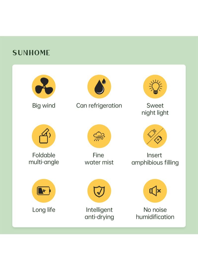 SUNHOME مروحة محمولة 2 في 1 مع جهاز ترطيب باللون الأصفر - Image 5