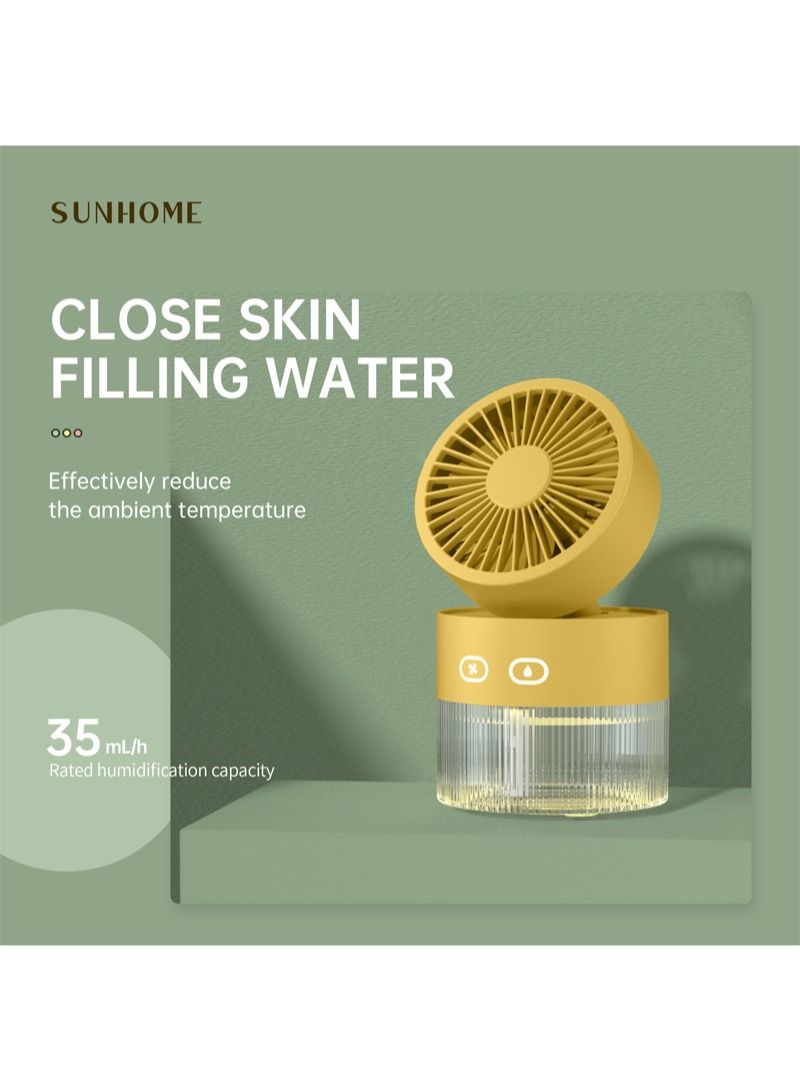 SUNHOME مروحة محمولة 2 في 1 مع جهاز ترطيب باللون الأصفر - Image 3