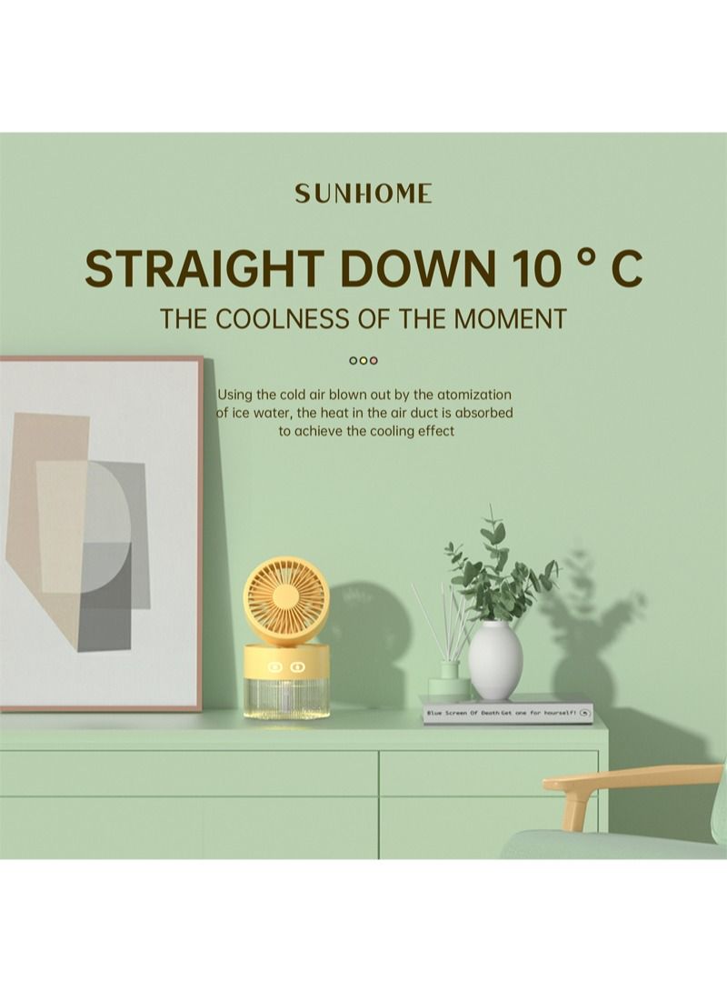 SUNHOME مروحة محمولة 2 في 1 مع جهاز ترطيب باللون الأصفر - Image 4