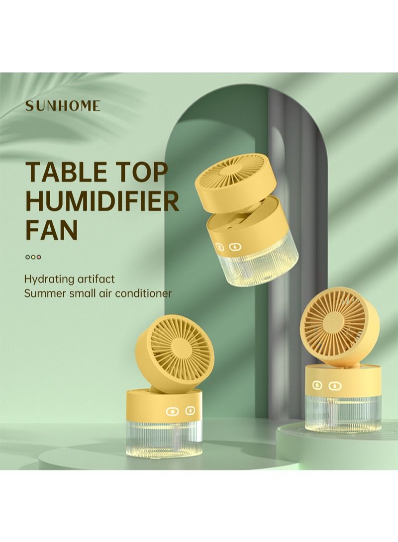 SUNHOME مروحة محمولة 2 في 1 مع جهاز ترطيب باللون الأصفر - Image 2