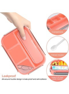 Arabest Lunch Box Kids Bento Box Adult Lunch Box Lunch Containers for Adults/Kids/Toddler 1300Ml -4 Compartment Bento Lunch Box Microwave And Dishwasher And Freezer Safe BPA Free -Pink  - Image 4