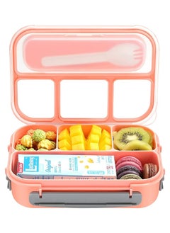 Arabest Lunch Box Kids Bento Box Adult Lunch Box Lunch Containers for Adults/Kids/Toddler 1300Ml -4 Compartment Bento Lunch Box Microwave And Dishwasher And Freezer Safe BPA Free -Pink  - Image 1