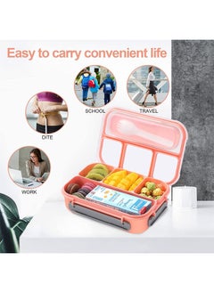 Arabest Lunch Box Kids Bento Box Adult Lunch Box Lunch Containers for Adults/Kids/Toddler 1300Ml -4 Compartment Bento Lunch Box Microwave And Dishwasher And Freezer Safe BPA Free -Pink  - Image 3