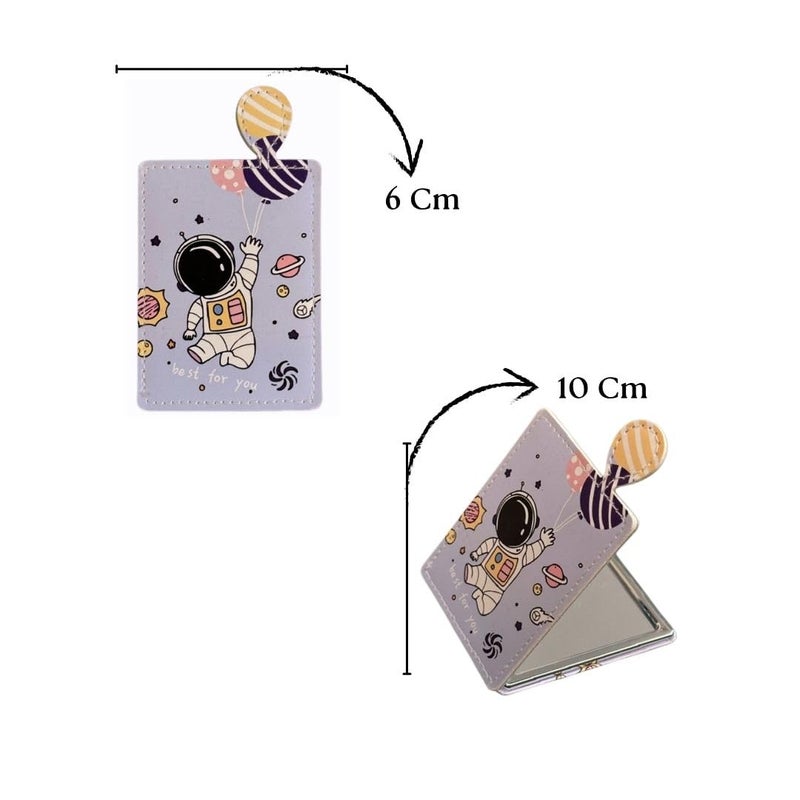 Portable Printed Design Compact Metal and Glass Mirror for Women for Purses and Handbags and Travel with 2x1 Magnification one Side Colour and Print May Vary According to Availability  - Image 3