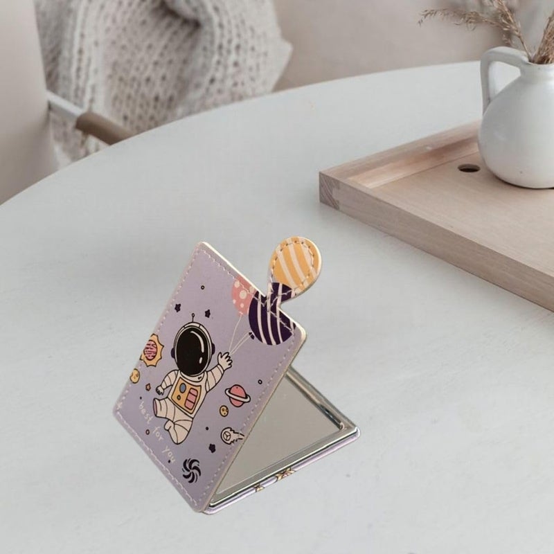 Portable Printed Design Compact Metal and Glass Mirror for Women for Purses and Handbags and Travel with 2x1 Magnification one Side Colour and Print May Vary According to Availability  - Image 4