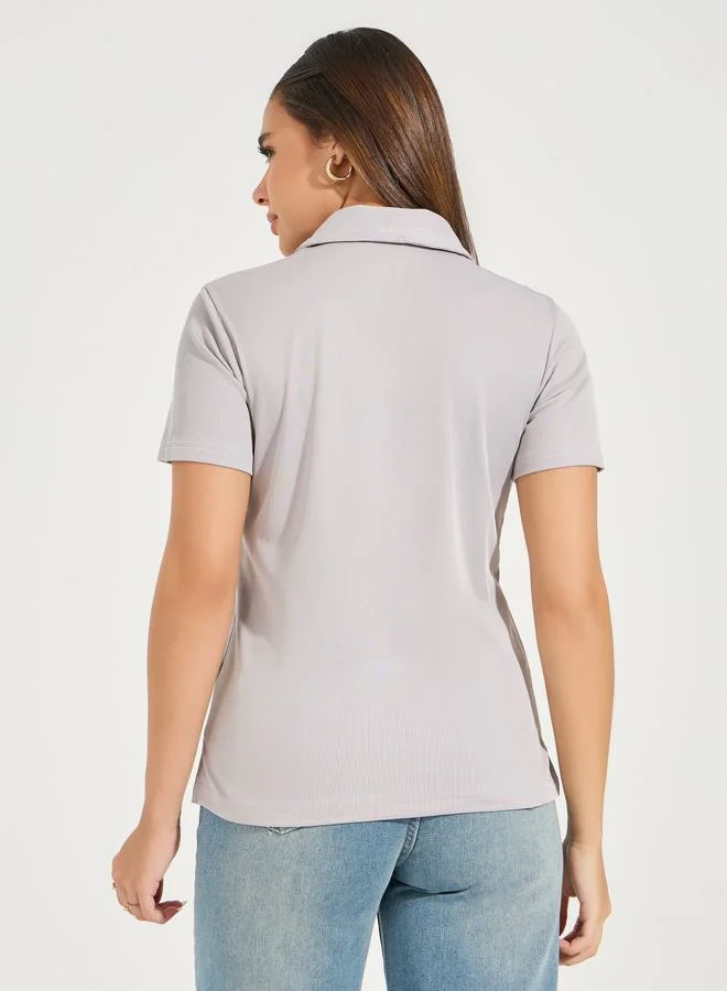 Styli Regular Fit Solid Short Sleeve Polo T-Shirt