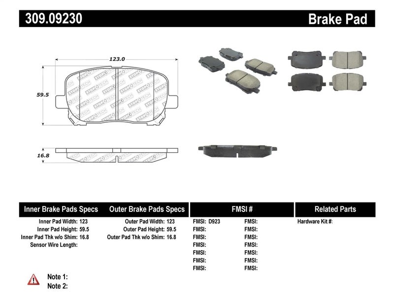 StopTech 309.09230 Sport Brake Pads with Shims and Hardware - Image 5