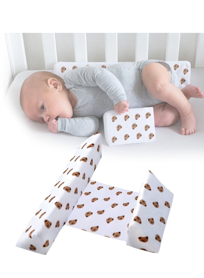 spa luxetique Anti-Rollover Baby Pillow with Bear Pattern – Detachable Triangle Head Shaping Pillow for Newborns (0-6 Years), Velvet & Washable (12"x6"x3") - Image 1