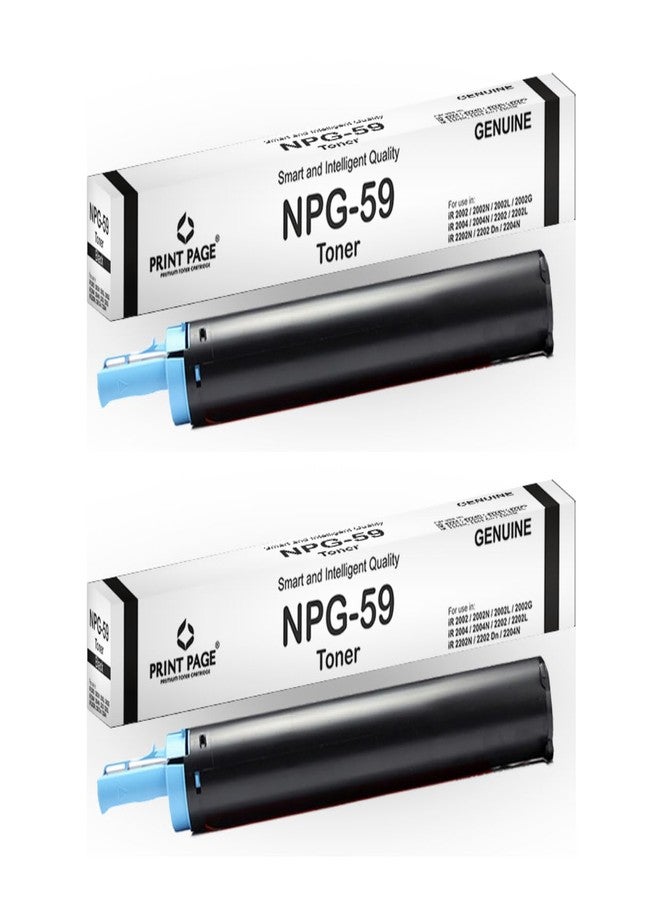 Print Page NPG-59 Toner Cartridge Compatible for Printers IR 2002, 2002N, 2002L, 2002G, 2004, 2004N, 2202, 2202L, 2202N, 2202Dn, 2204N, 2206, 2006N, 2224N (Set of 2) - Image 1