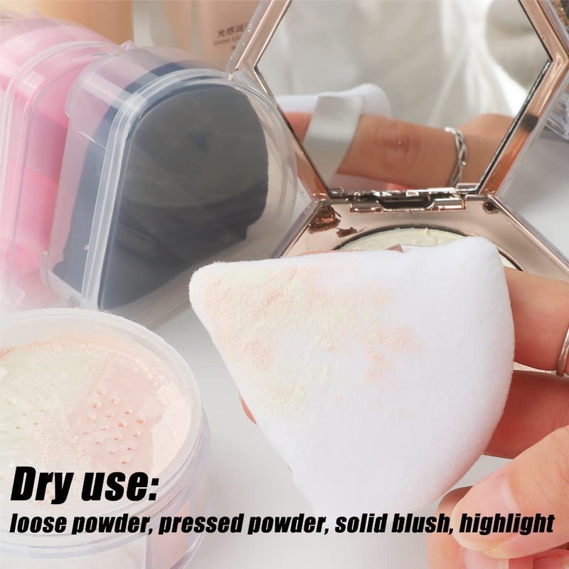 Ocim 10Pcs Triangle Powder Puffs for Face Powder,Soft Velour Triangular Beauty Puff,Makeup Pressed,Baking & Setting Powder Sponge Applicator Pads with Case,Black - Image 5