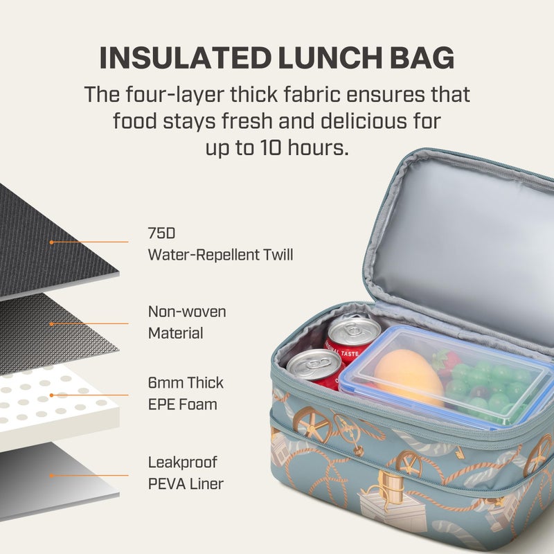 Everfun Womens Lunch Box Two Compartments Insulated Lunch Tote Bag Large Leakproof Soft Cooler Valentine's Day Gifts for Work Picnic Travel - Image 4