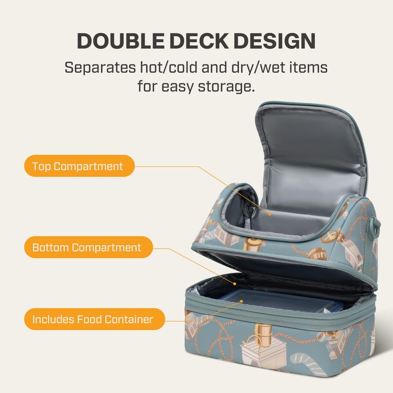 Everfun Womens Lunch Box Two Compartments Insulated Lunch Tote Bag Large Leakproof Soft Cooler Valentine's Day Gifts for Work Picnic Travel - Image 3