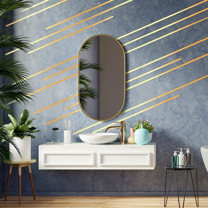 SHREEHARI SHREEHARI Gold 50m 1cm Tile Stickers Waterproof SelfAdhesive Floor Sealing Tape Gap Cover DIY Decoration for Living Room Kitchen Bathroom Bedroom  - Image 2