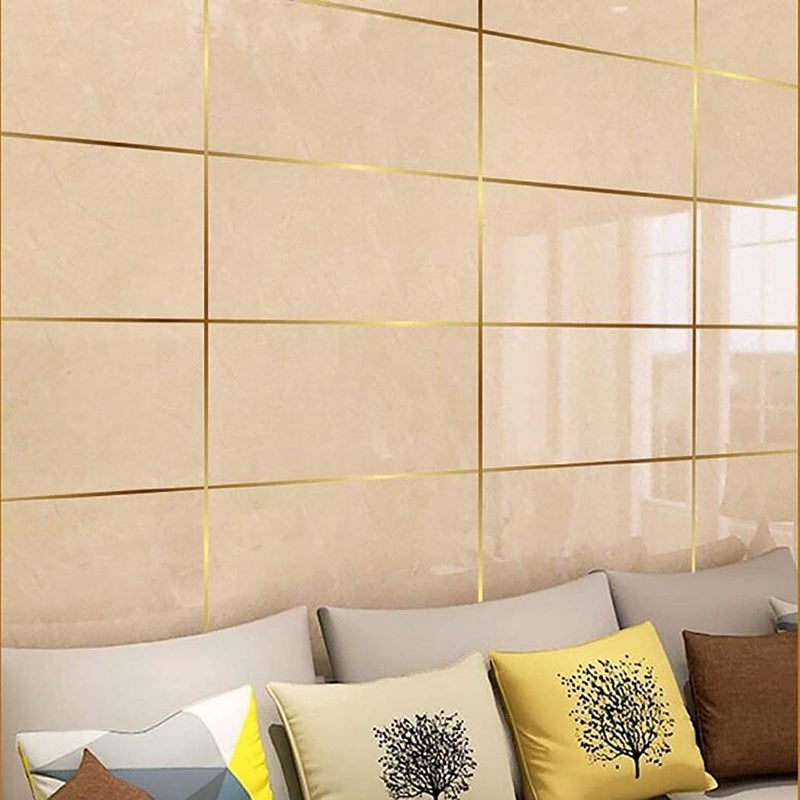 SHREEHARI SHREEHARI Gold 50m 1cm Tile Stickers Waterproof SelfAdhesive Floor Sealing Tape Gap Cover DIY Decoration for Living Room Kitchen Bathroom Bedroom  - Image 4