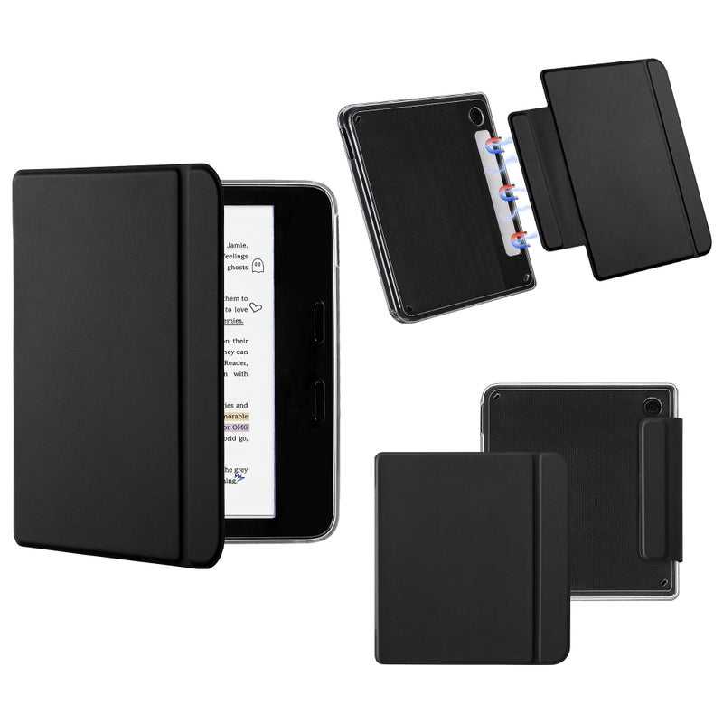 Vane Oak Magnetic Detachable Case for 7" Kobo Libra Colour (2024) / Kobo Libra 2 (2021), Slim PU Leather Case and Ultra Clear TPU Back Cover with Auto Wake/Sleep, Black - Image 1