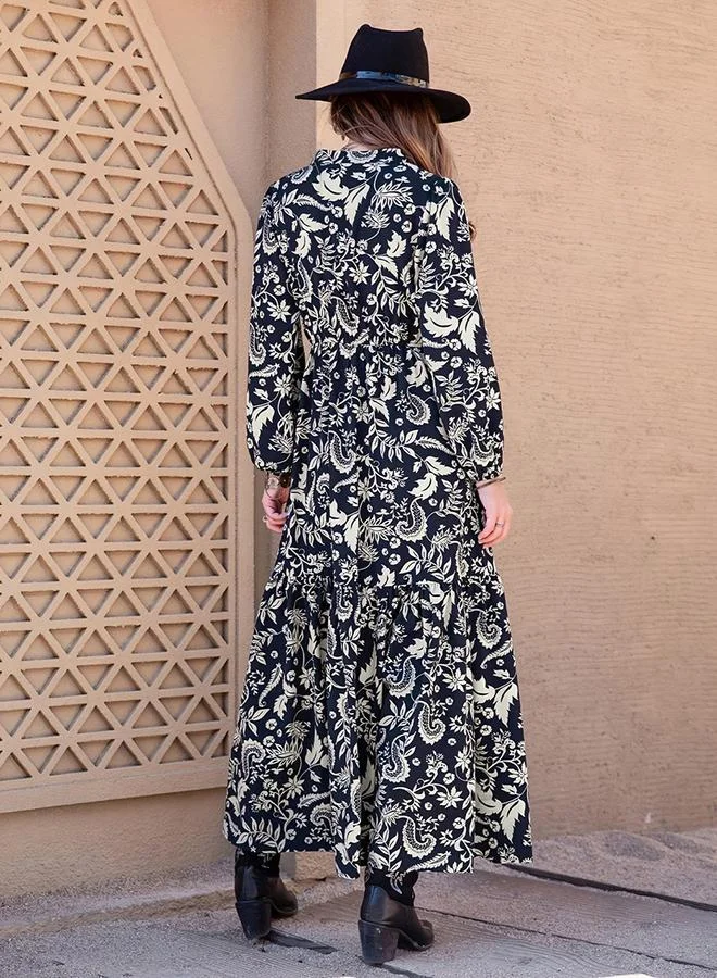 تايك تو فستان طويل بأكمام طويلة ومطبع بالزهور