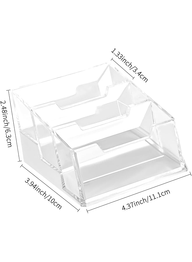 erorex Business Cards Holder Display Desk Clear Acrylic Premium Multiple 3 Tier 3 Slots Storage Rack Horizontal Desktop Counter Office Exhibition Store Countertop  - Image 2