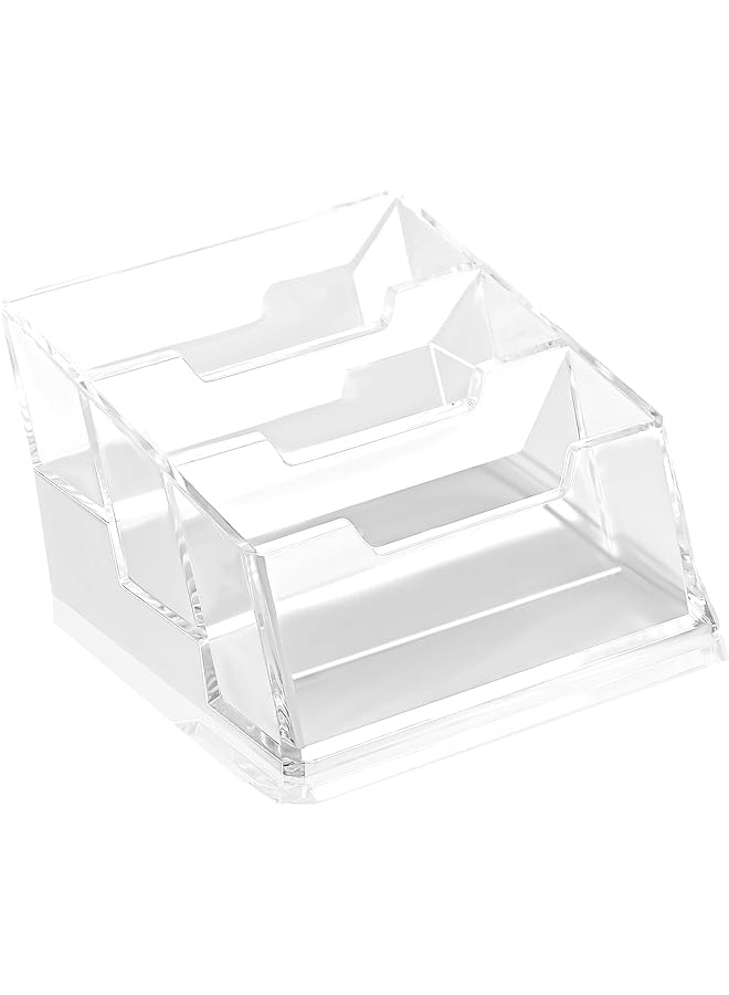 erorex Business Cards Holder Display Desk Clear Acrylic Premium Multiple 3 Tier 3 Slots Storage Rack Horizontal Desktop Counter Office Exhibition Store Countertop  - Image 1