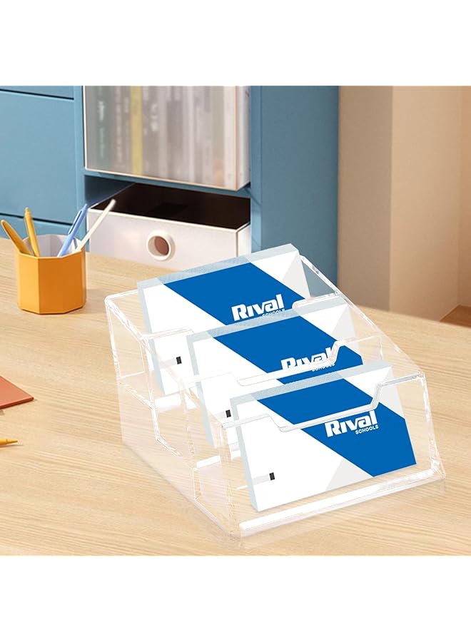 erorex Business Cards Holder Display Desk Clear Acrylic Premium Multiple 3 Tier 3 Slots Storage Rack Horizontal Desktop Counter Office Exhibition Store Countertop  - Image 3