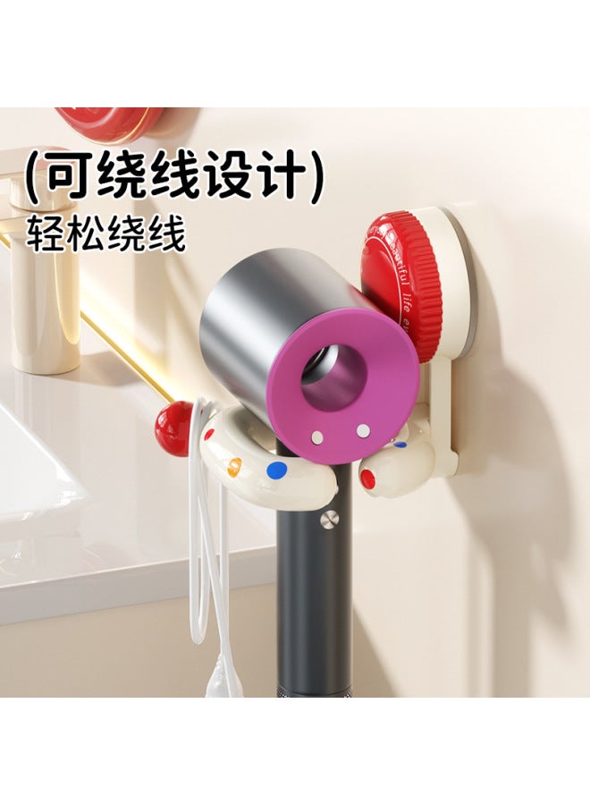 Polka dot hair dryer, rack, suction cup bracket, household toilet, bathroom, no punching, wall hanging, electric hair dryer, hanger 2pcs. - Image 3