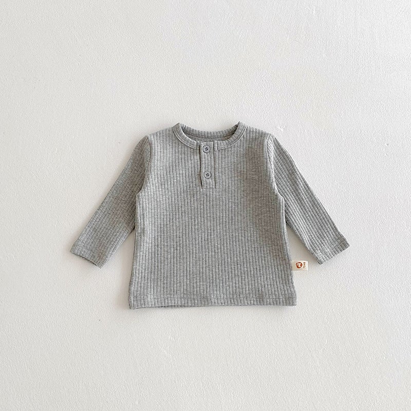 Baby Clothes Clothes Baby Pit Long-Sleeved T-Shirt Solid Color Base Shirt Boys And Girls Children'S Top Korean Style Trendy - Image 5