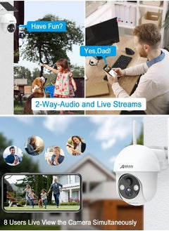 ANRAN Security Camera Wireless Outdoor, 2K Solar Outdoor Camera with 360° View, Smart Siren, Spotlights, Color Night Vision, PIR Human Detection, Pan Tilt Control, 2-Way Talk, IP65, Q1 White  - Image 2