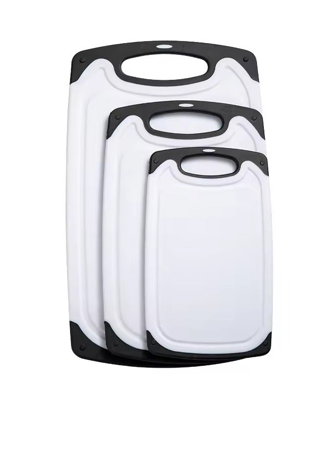 Exotic Kitchen Cutting Boards, Set of 3 Plastic Cutting Boards with Non-Slip Feet, Juice Slot, Easy Grip Handle, BPA Free, Non-Porous, Dishwasher Safe, Assorted Sizes (white)  - Image 1