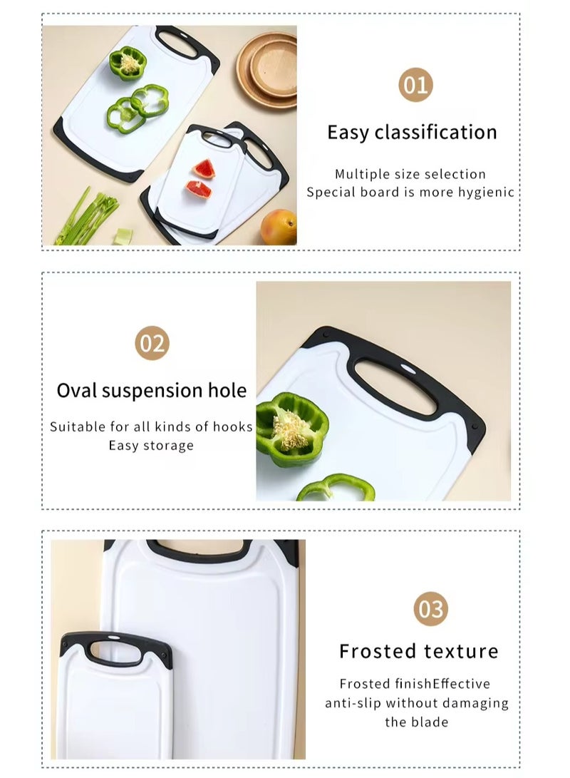 Exotic Kitchen Cutting Boards, Set of 3 Plastic Cutting Boards with Non-Slip Feet, Juice Slot, Easy Grip Handle, BPA Free, Non-Porous, Dishwasher Safe, Assorted Sizes (white)  - Image 4