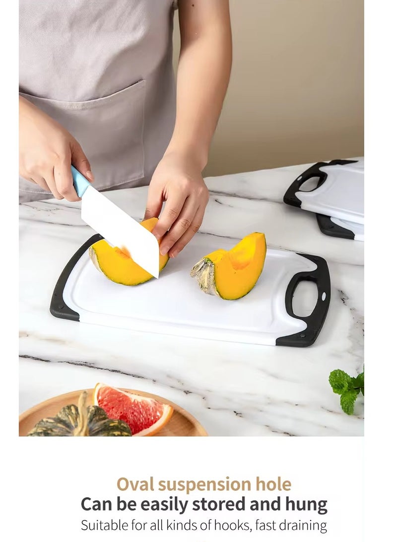 Exotic Kitchen Cutting Boards, Set of 3 Plastic Cutting Boards with Non-Slip Feet, Juice Slot, Easy Grip Handle, BPA Free, Non-Porous, Dishwasher Safe, Assorted Sizes (white)  - Image 5