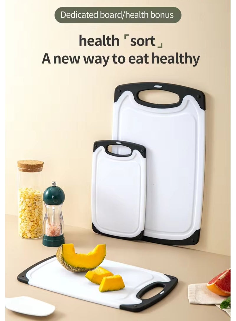 Exotic Kitchen Cutting Boards, Set of 3 Plastic Cutting Boards with Non-Slip Feet, Juice Slot, Easy Grip Handle, BPA Free, Non-Porous, Dishwasher Safe, Assorted Sizes (white)  - Image 2