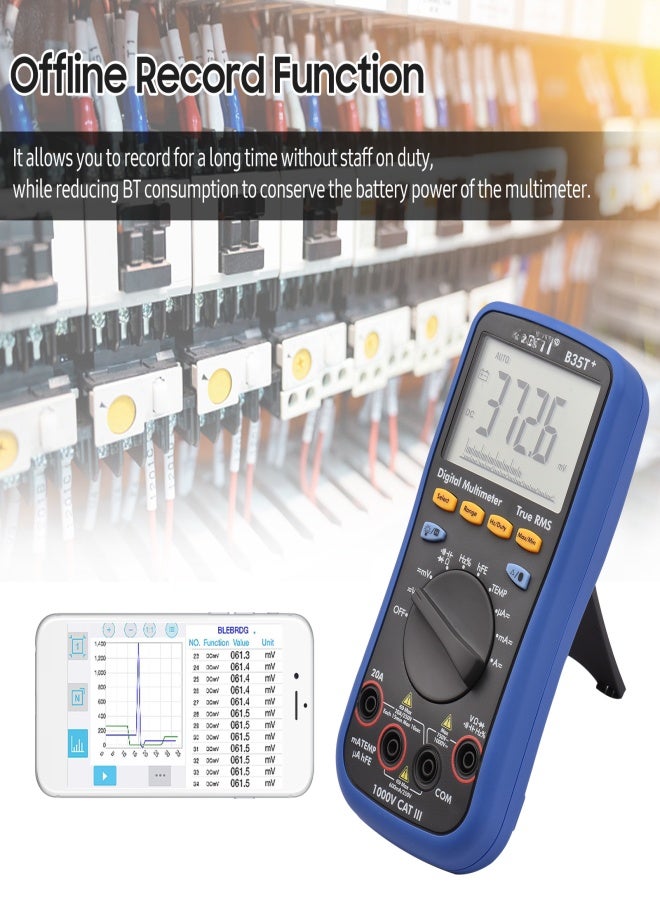 OWON B35T+ Digital BT Multimeter with Offline Record 6000 Counts True RMS Auto-ranging Electrical Tester with Backlight LCD Screen AC DC Voltage Current Detector Temperature Measuring Multifunction - Image 5