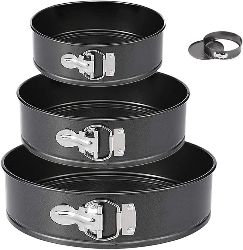 Tunyet Springform Pan, 3PCS 7,8,9 Inch Cheesecake Pans with Removable Bottom, Non-stick Spring Form Pan for Cheesecake (black) - Image 1