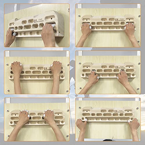 TWO STONES Wooden Hangboard Rock Climbing Pull Up Bar Designed Training for Climbing, Wooden Fingerboard Climbing Training Board for Building Core Strength and Endurance (CJ-HB2049) - Image 5