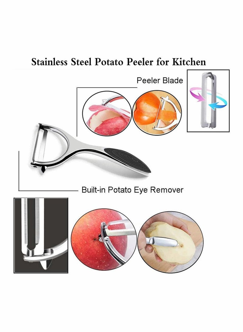 Excefore - Vegetable Peeler for Kitchen, Y-Shaped Peeler for Veggie Fruit, Stainless Steel Peelers with Ergonomic Non-Slip Handle, Good Grip & Durable, Set of 2 - Image 1