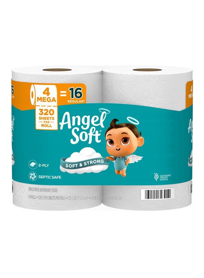 Angel Soft ورق تواليت ®، 4 لفات ميغا = 16 لفة عادية، ورق حمام مزدوج الطبقة - Image 1